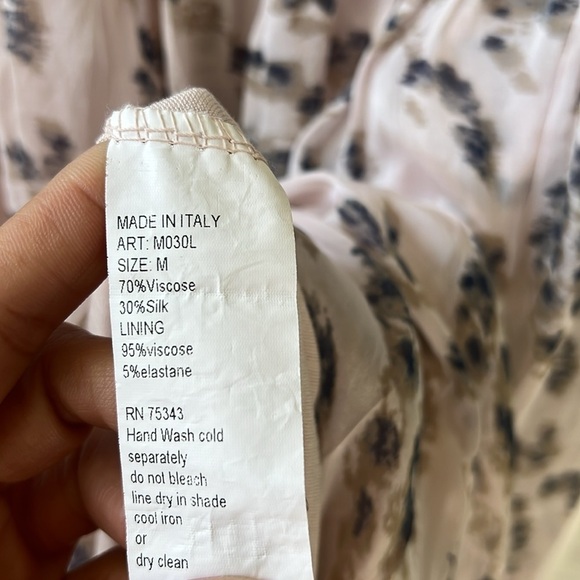 NWOT Elena Baldi Italian Silk Blend Floral Tierred Midi Dress in Blush - Size M - Picture 5 of 8